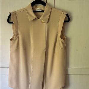 Chic Beige Sleeveless Blouse